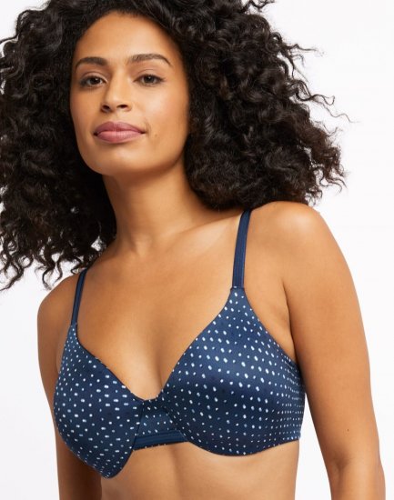 Bali One Smooth U Smoothing & Concealing Underwire Bra Regal Navy Dot Print Sale Online - Click Image to Close