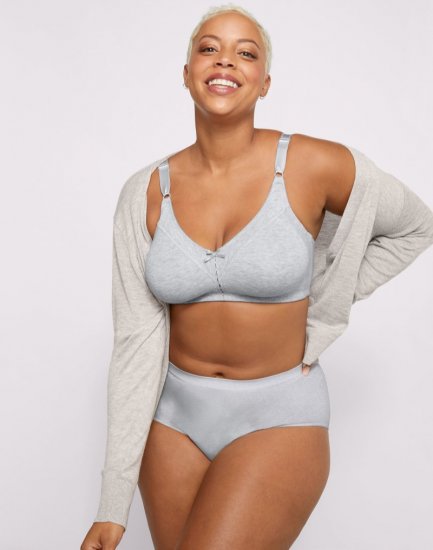 Bali Double Support Cotton Blend Wireless Bra Heather Grey Sale Online - Click Image to Close