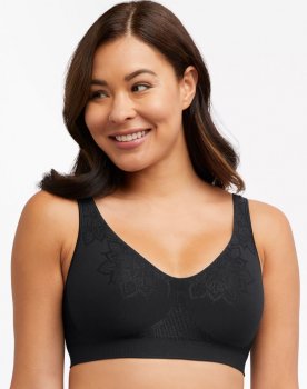 Bali Comfort Revolution ComfortFlex Fit Seamless 2-Ply Wireless Bra Black Aztec Sale Online