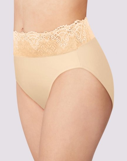 Bali Passion for Comfort® Hi-Cut Panty Soft Taupe Lace Sale Online - Click Image to Close