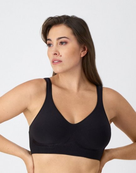 Bali Comfort Revolution ComfortFlex Fit Seamless 2-Ply Wireless Bra Black Sale Online - Click Image to Close