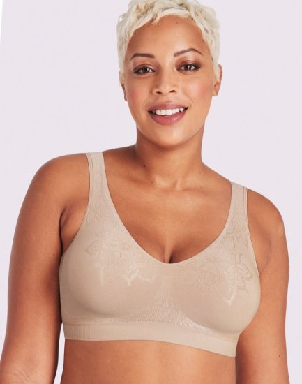 Bali Comfort Revolution ComfortFlex Fit Seamless 2-Ply Wireless Bra Almond Aztec Sale Online - Click Image to Close