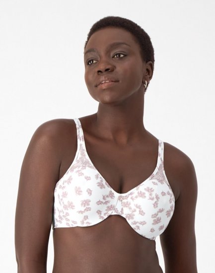 Bali Passion for Comfort Minimizer Underwire Bra White Floral Print Sale Online - Click Image to Close